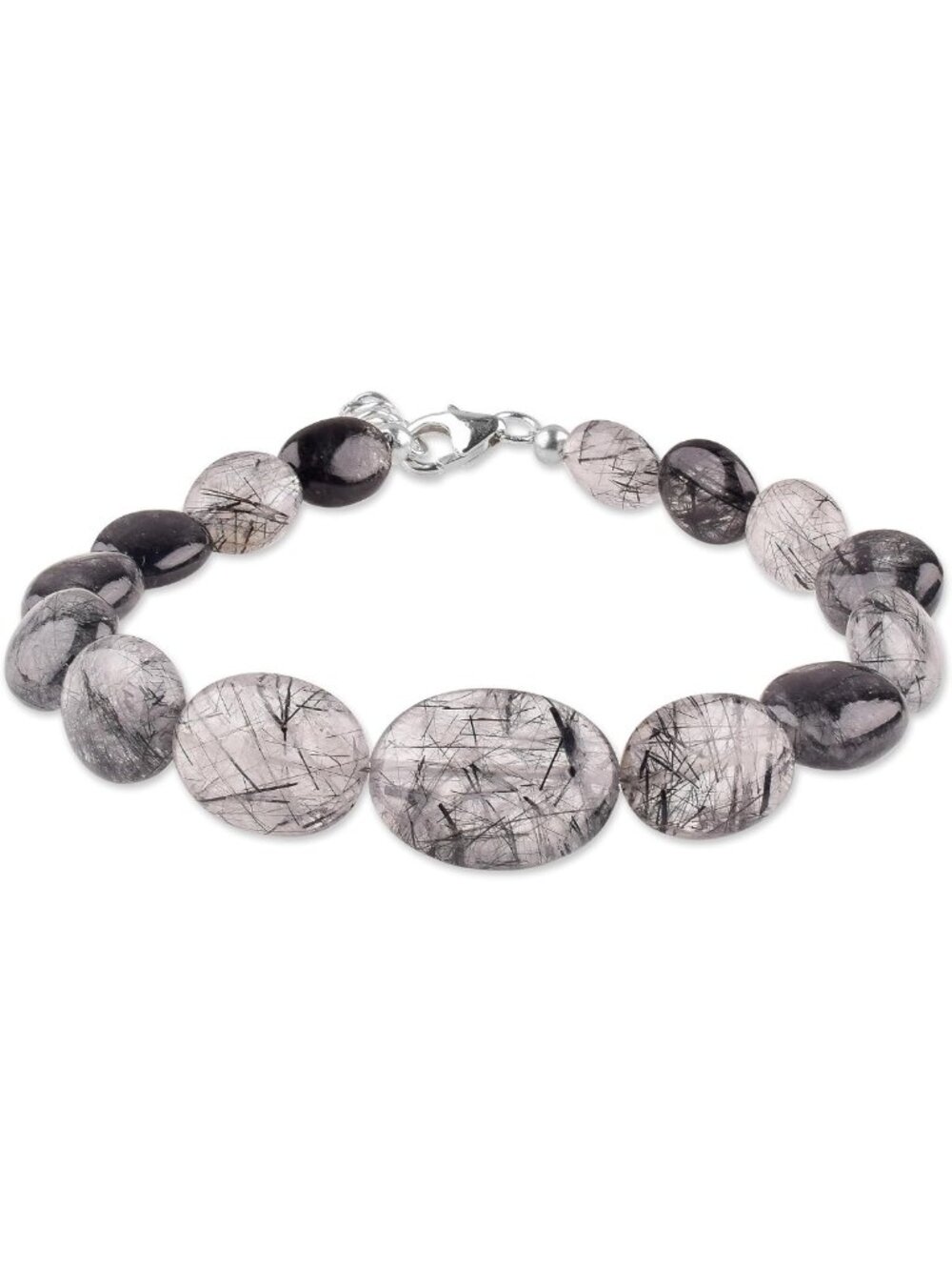 Black Rutile Gemstone Bracelet - Healing Stones, Natural Smooth Beads, Yoga